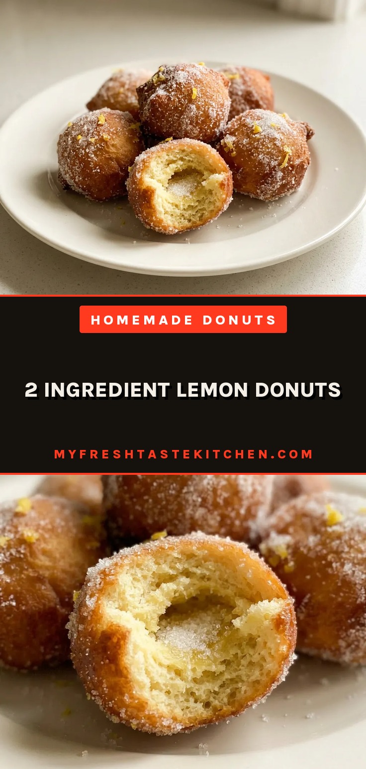 2 ingredient lemon donuts, golden fried balls with glazed lemon donuts on a white surface