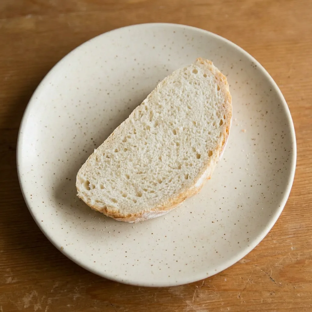 A plate of artisan bread slices, each with a crisp crust and irregular holes, topped with a sprinkle of salt.
