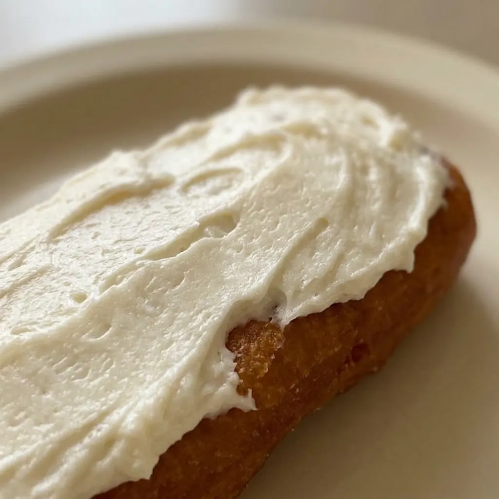 Macro detail of a donut's glossy white icing with visible vanilla specks, smooth surface.
