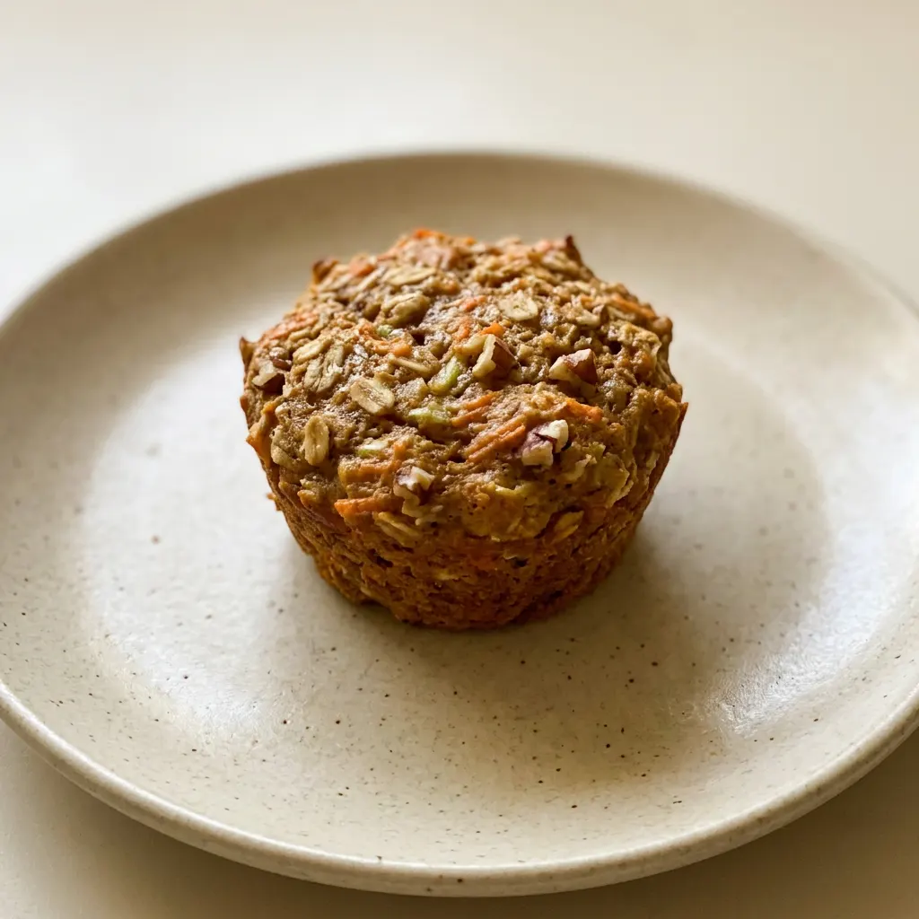 Bird's-eye view of a muffin topped with almond meal and oats, cinnamon visible on the surface.