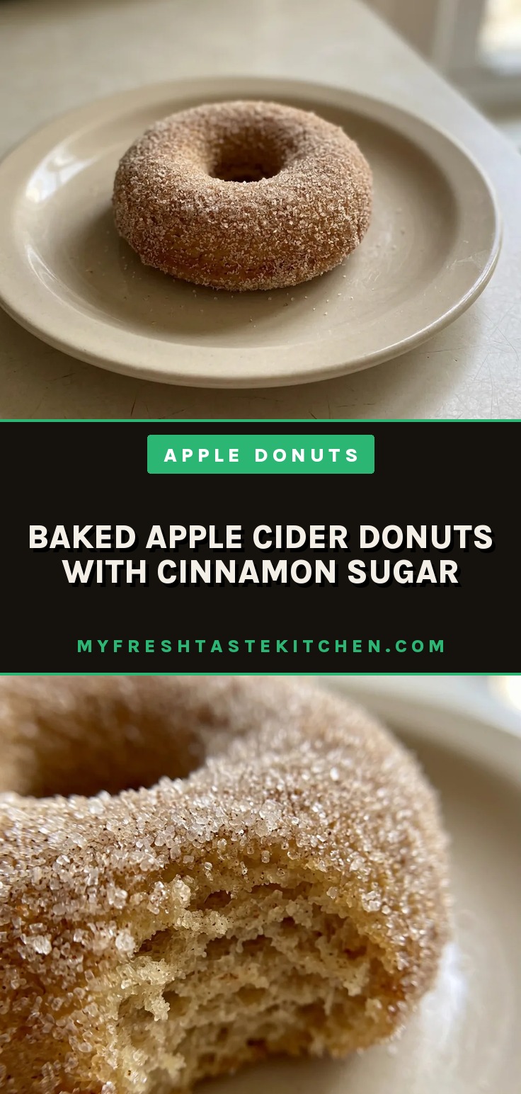 Baked apple cider donuts with cinnamon sugar coating and nutmeg on a wire rack.