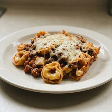 Cheesy Baked Tortellini Casserole With Meat Sauce