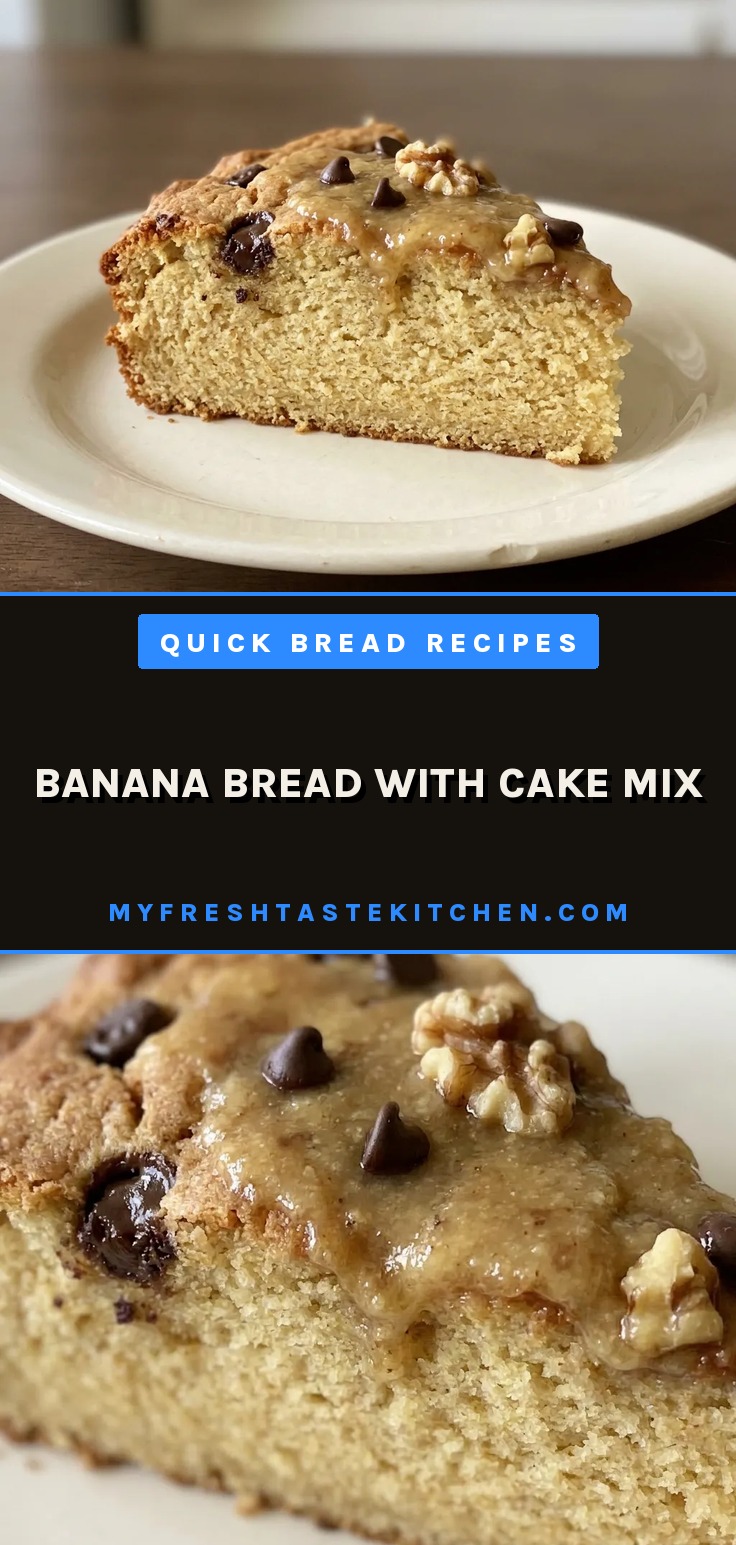 Top-down look at a sliced banana bread loaf with chocolate chips visible on top and inside.