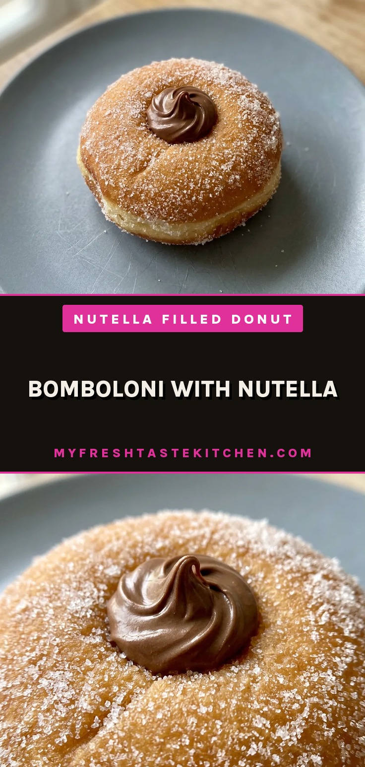 Bomboloni filled with Nutella, homemade Italian donuts, nutella stuffed donuts