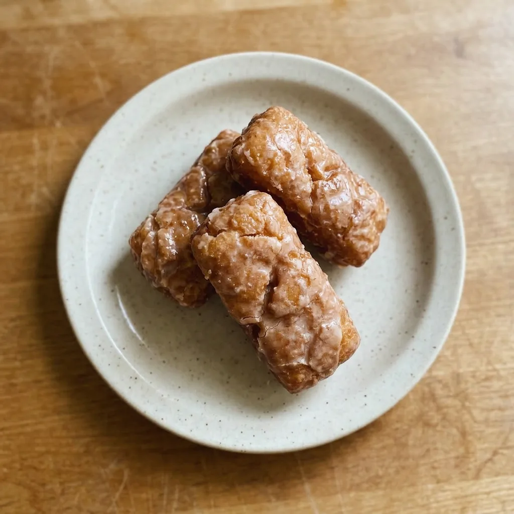 Ready to serve: a stack of two donuts with glossy white icing and sprinkles, one tilted to show the ring shape.