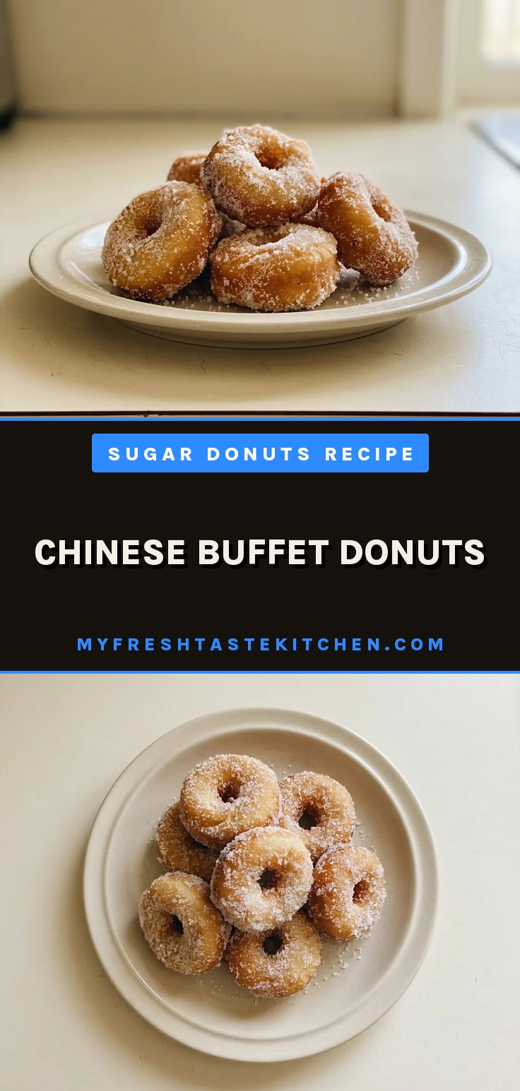 Chinese Buffet Donuts are small, round, golden fried dough covered in white sugar crystals.