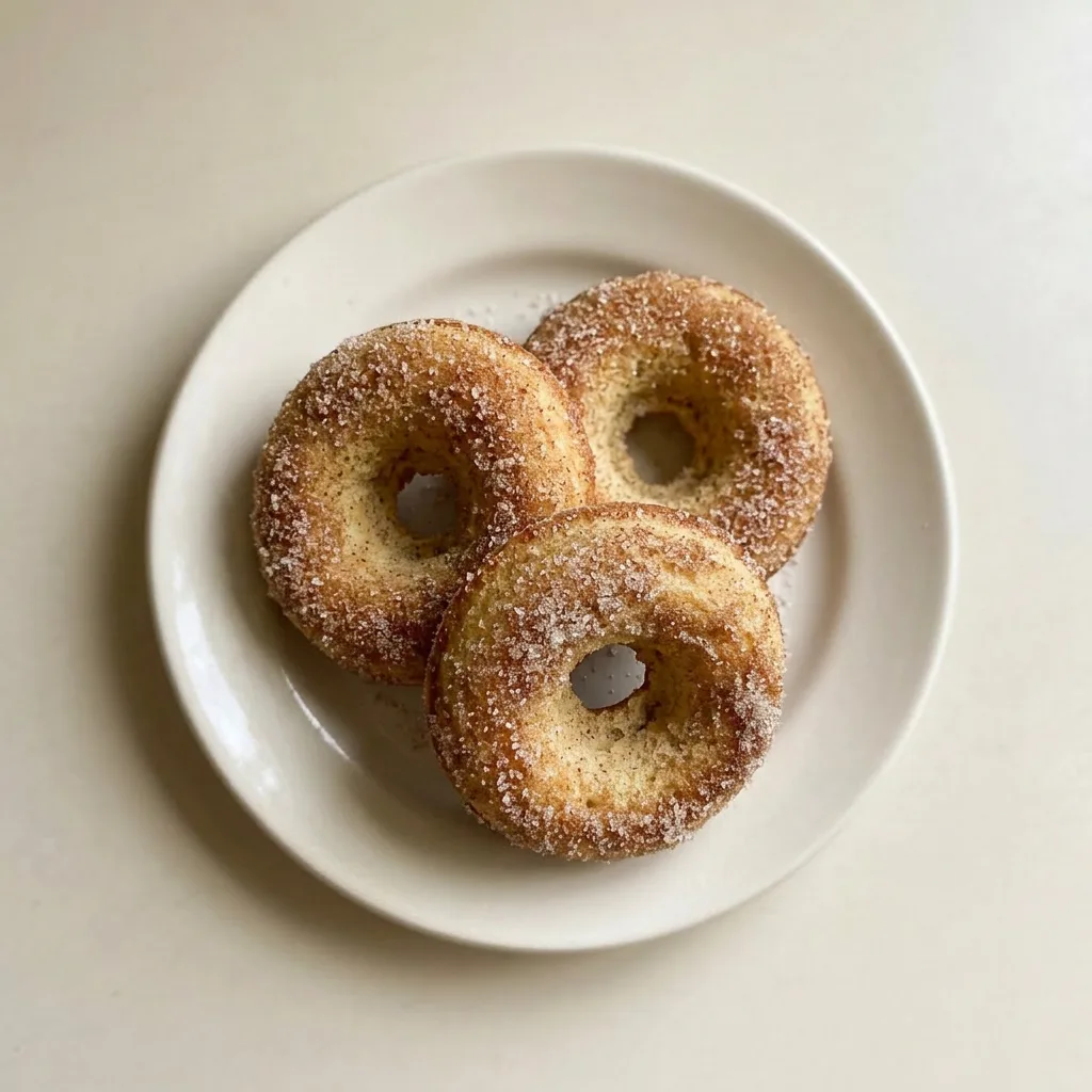 Ready to serve: a stack of donuts sprinkled with cinnamon sugar.