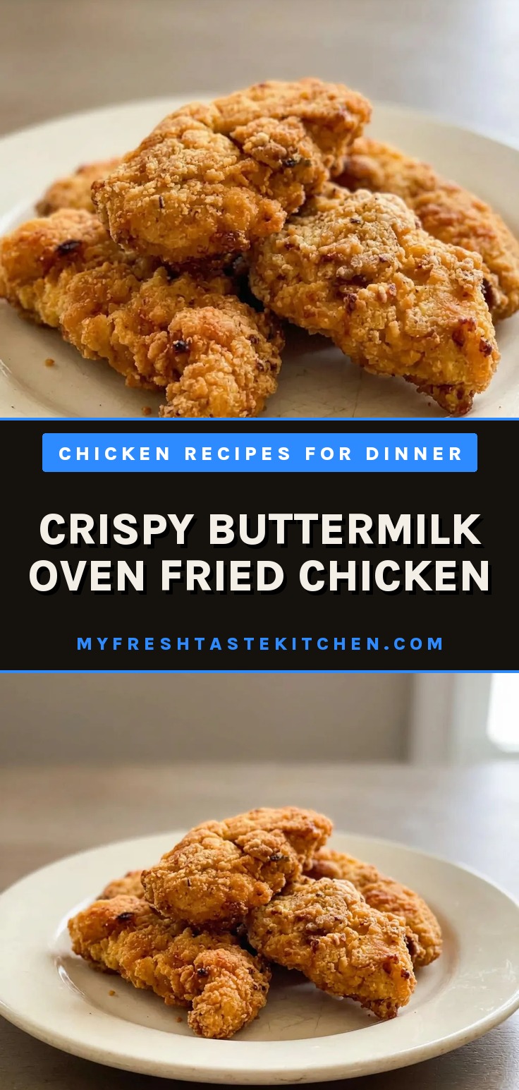 Bird's-eye view of three crispy chicken pieces with paprika-flecked breading on a dark surface.