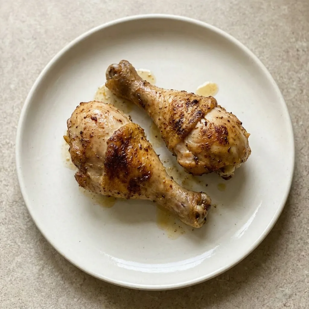 A serving of chicken legs with dark golden brown skin, coated in black pepper, paprika, and garlic powder.