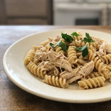 Crockpot Garlic Parmesan Chicken Pasta