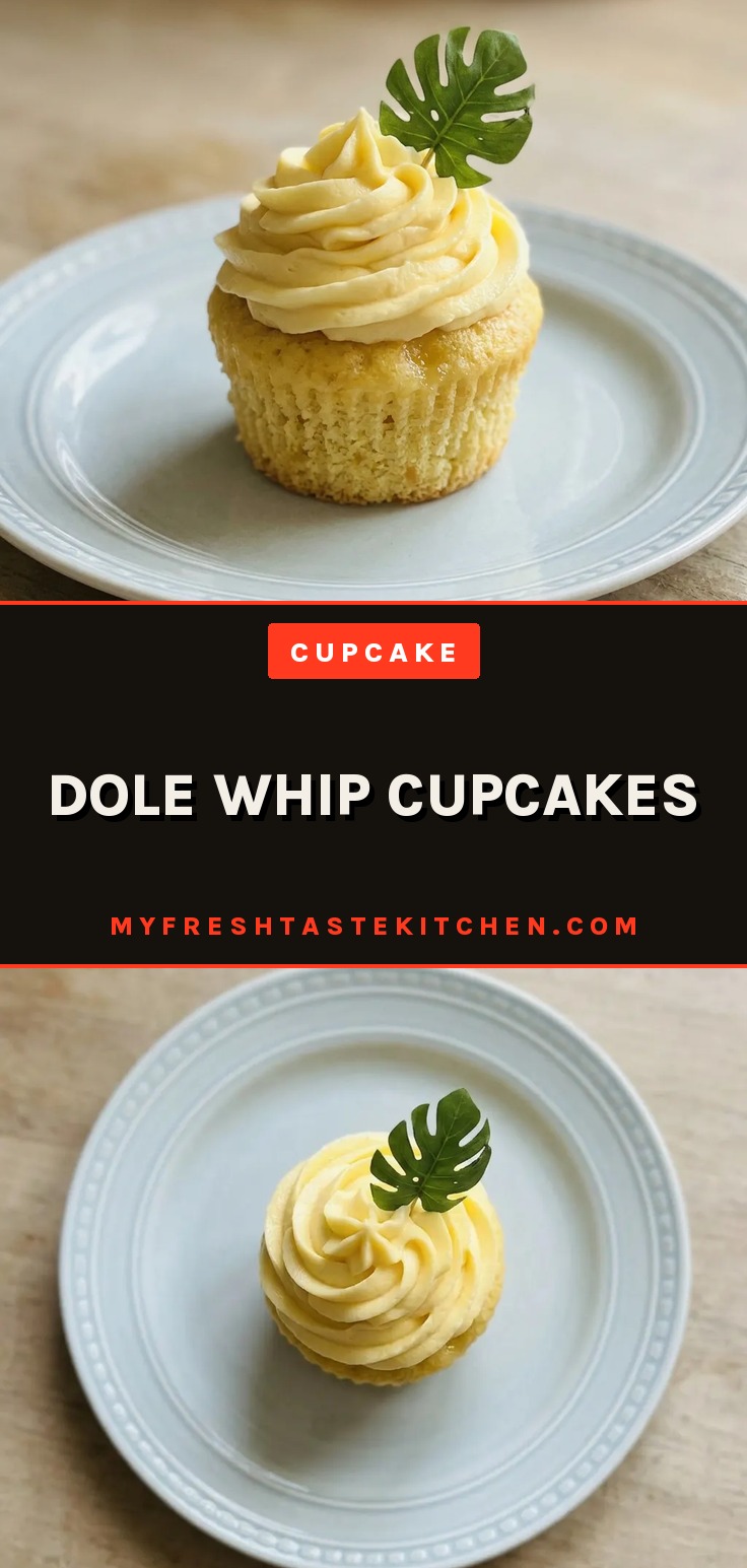 Top-down look at a pineapple cupcake with buttercream frosting and a maraschino cherry on top.