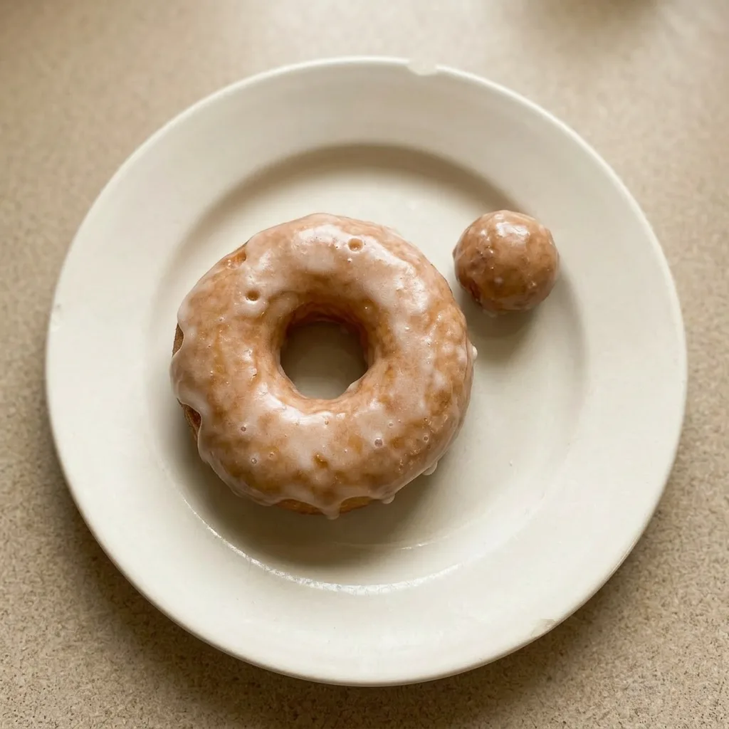 Ready to serve: a single donut topped with powdered sugar and light icing.