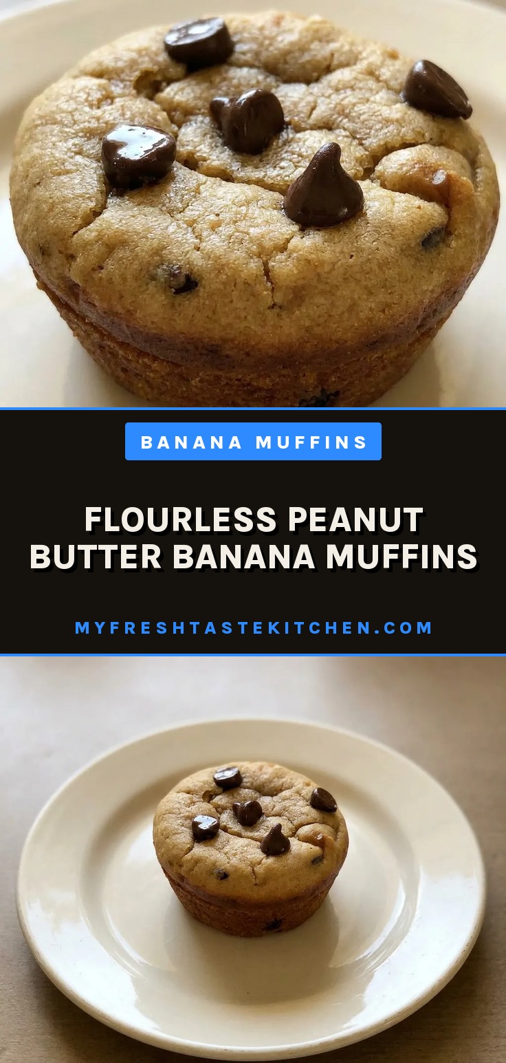 Looking down at three round muffins on a plate, each with a cracked top and studded with chocolate chips.