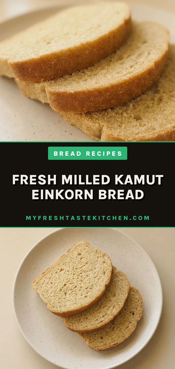 Bird's-eye view of a round loaf with a golden crust and a spiral score mark, topped with a few whole grains.