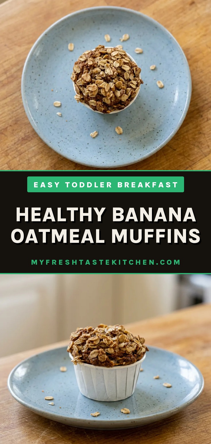 Banana oatmeal muffins with cinnamon nutmeg streusel topping, showing moist banana oat muffin interior.