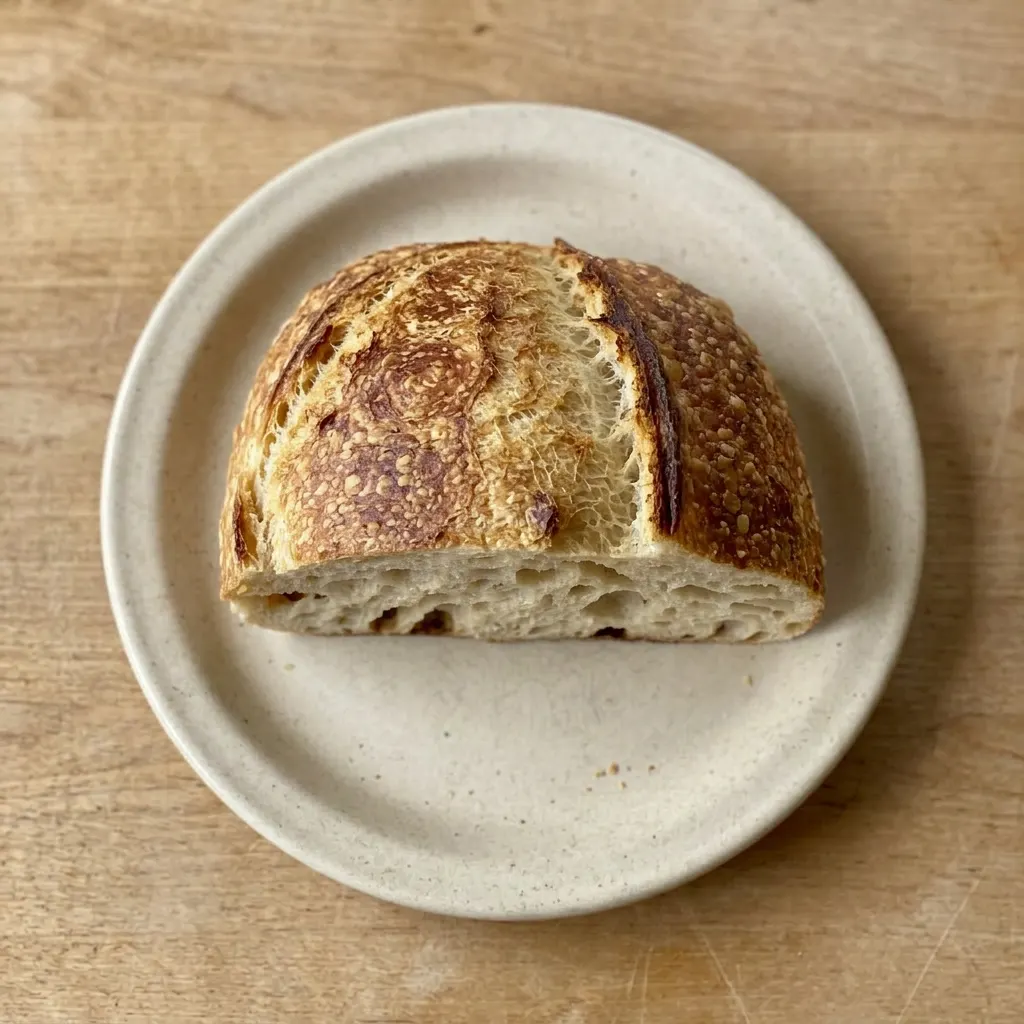 A serving of sourdough bread slices arranged on a wooden board, crust side up.