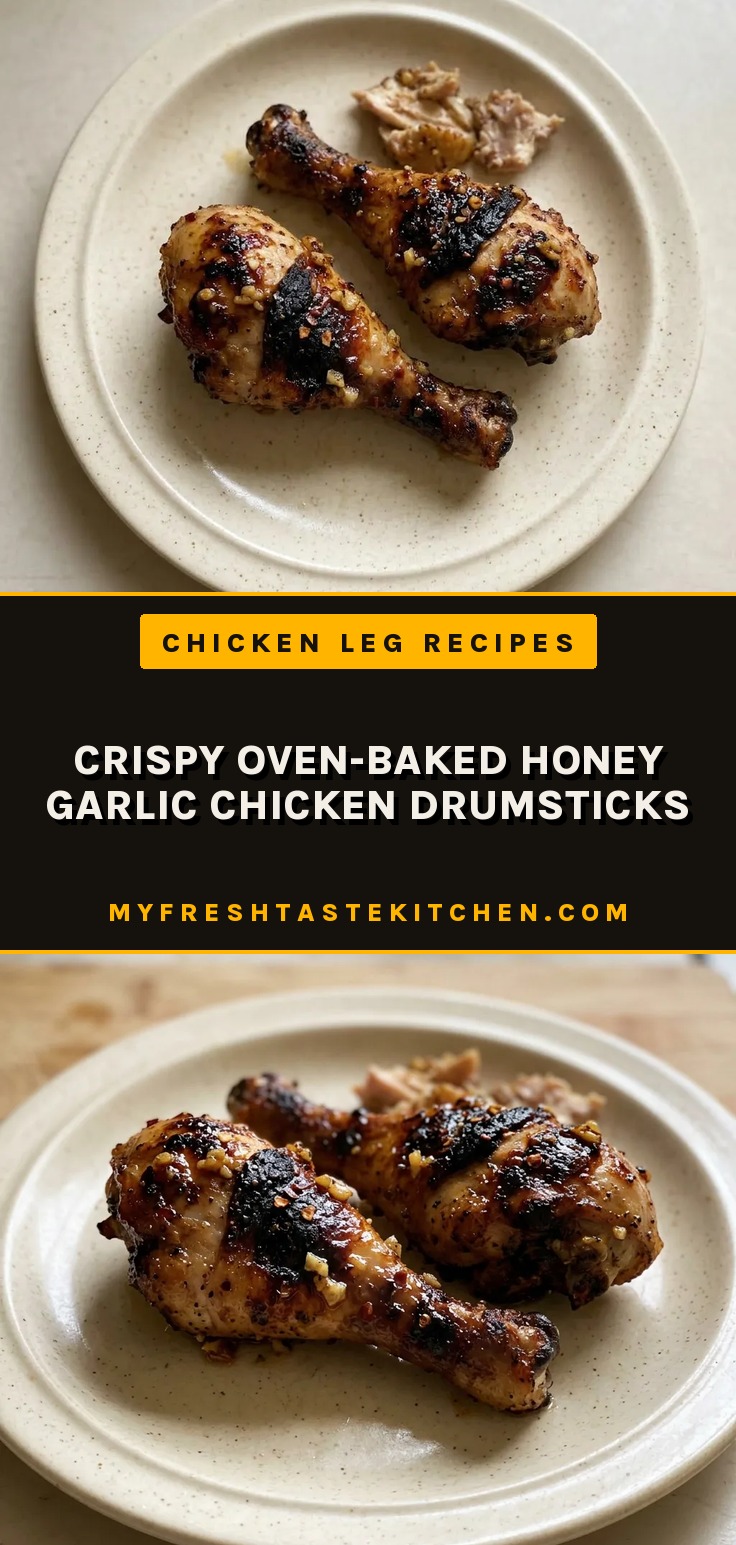 Top-down look at four honey garlic chicken drumsticks arranged in a circle, glossy glaze with sesame seeds and sliced green onions.