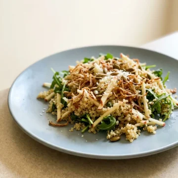 Honey Mustard Quinoa Apple Salad with Crispy Shallots