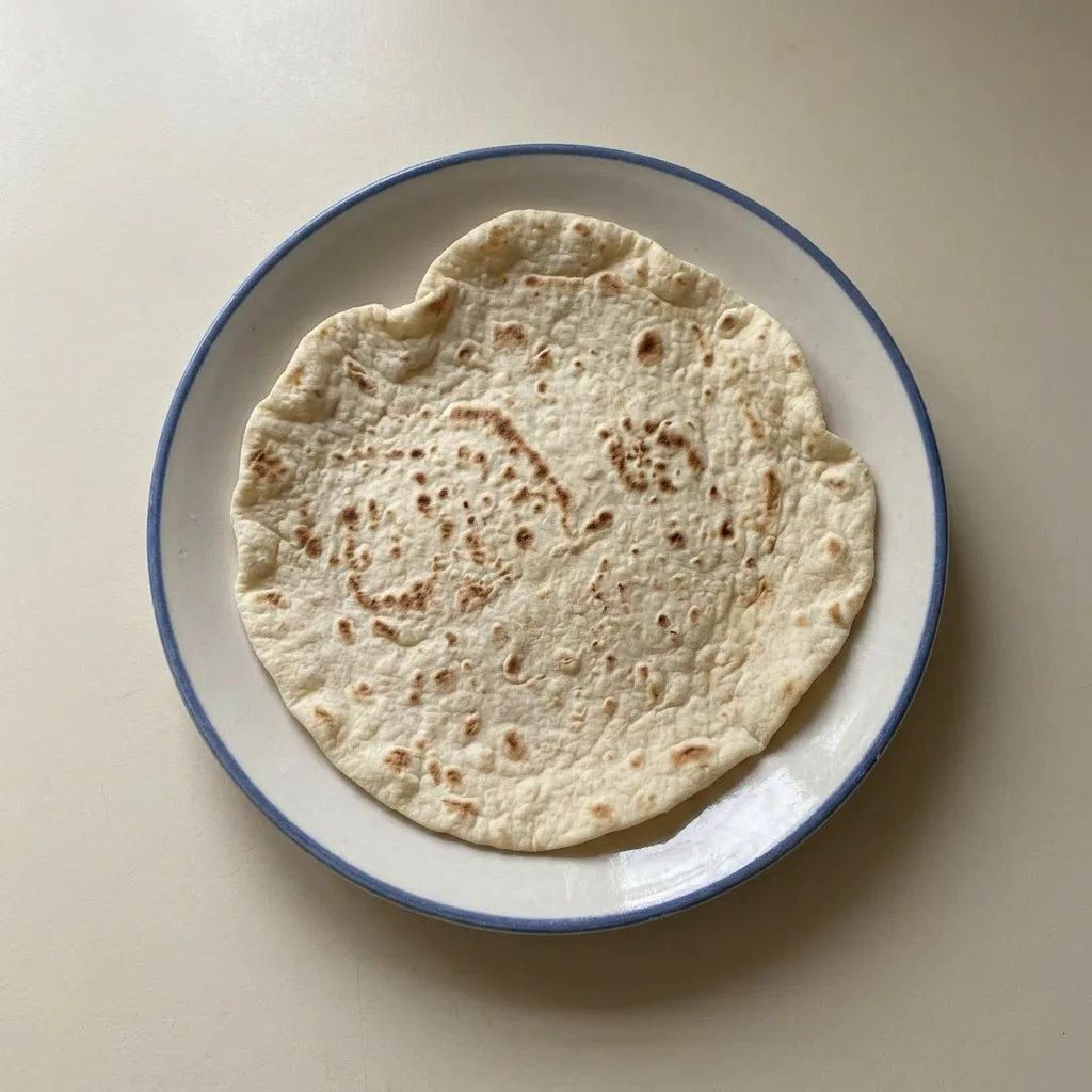 Plated lavash bread with a glossy honey glaze and a sprinkle of bread flour, cut into wedges.
