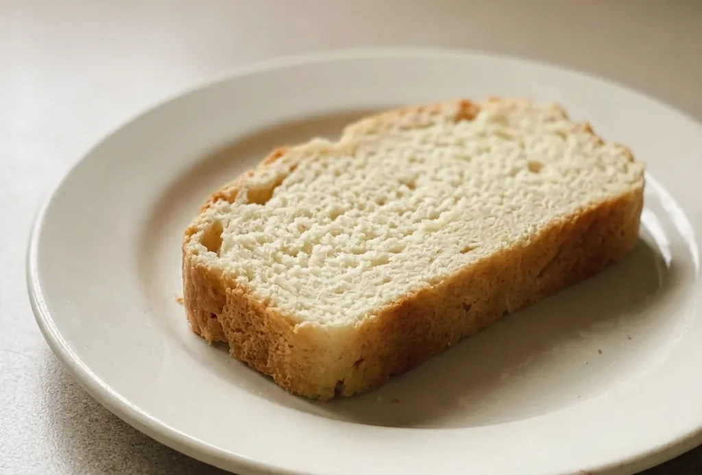 Overhead shot of a round loaf with a golden crust, sliced into wedges, drizzled with oil.
