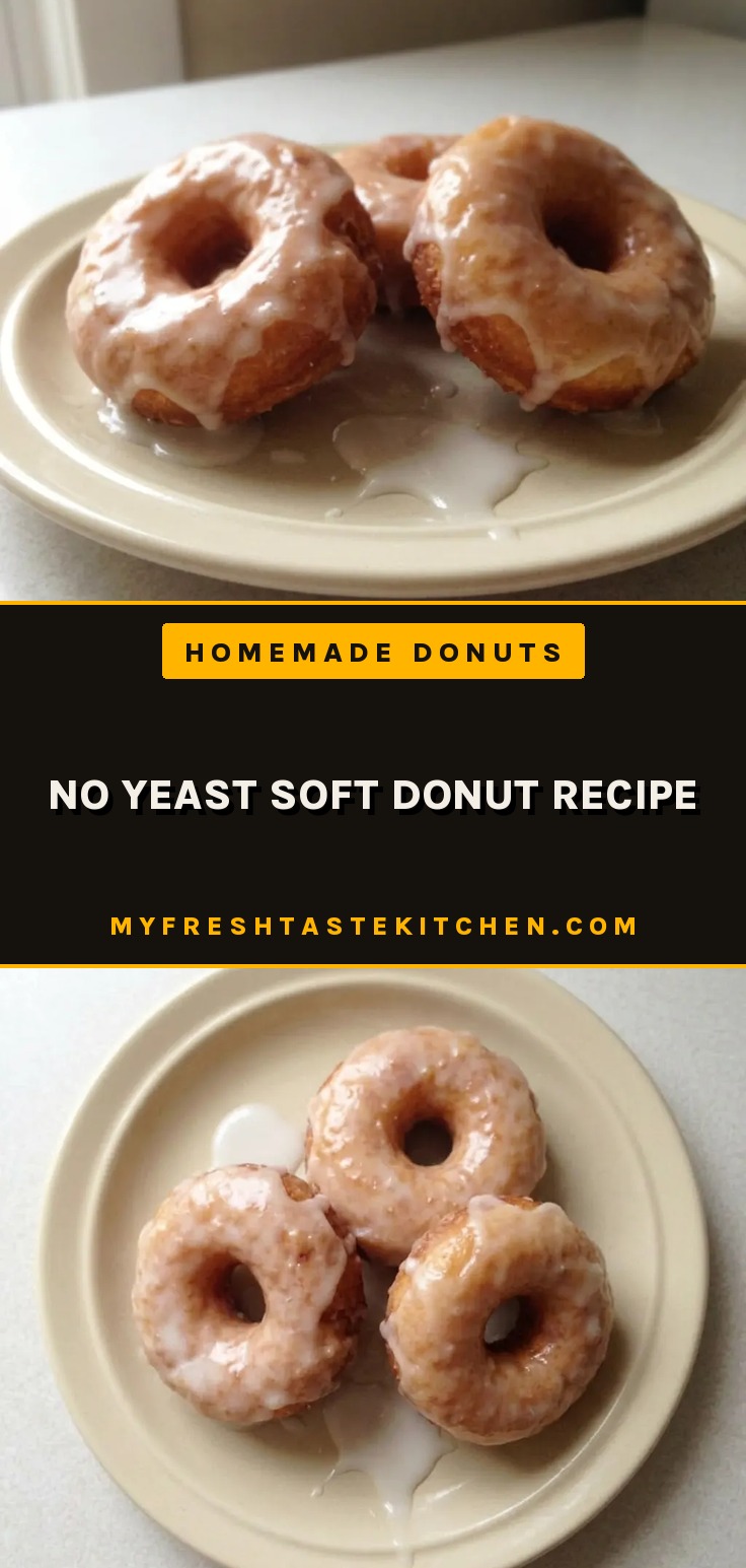 No yeast soft donut recipe fried donuts with powdered sugar glaze, butter and milk in batter.