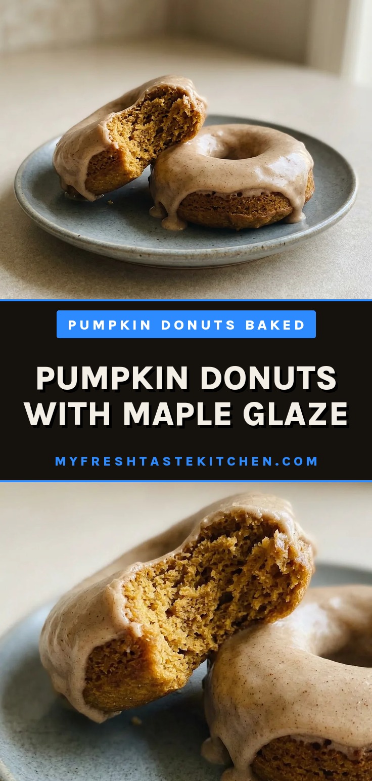 Pumpkin donuts with maple glaze topped with glazed donuts, made with pumpkin puree, pumpkin pie spice, and maple syrup.