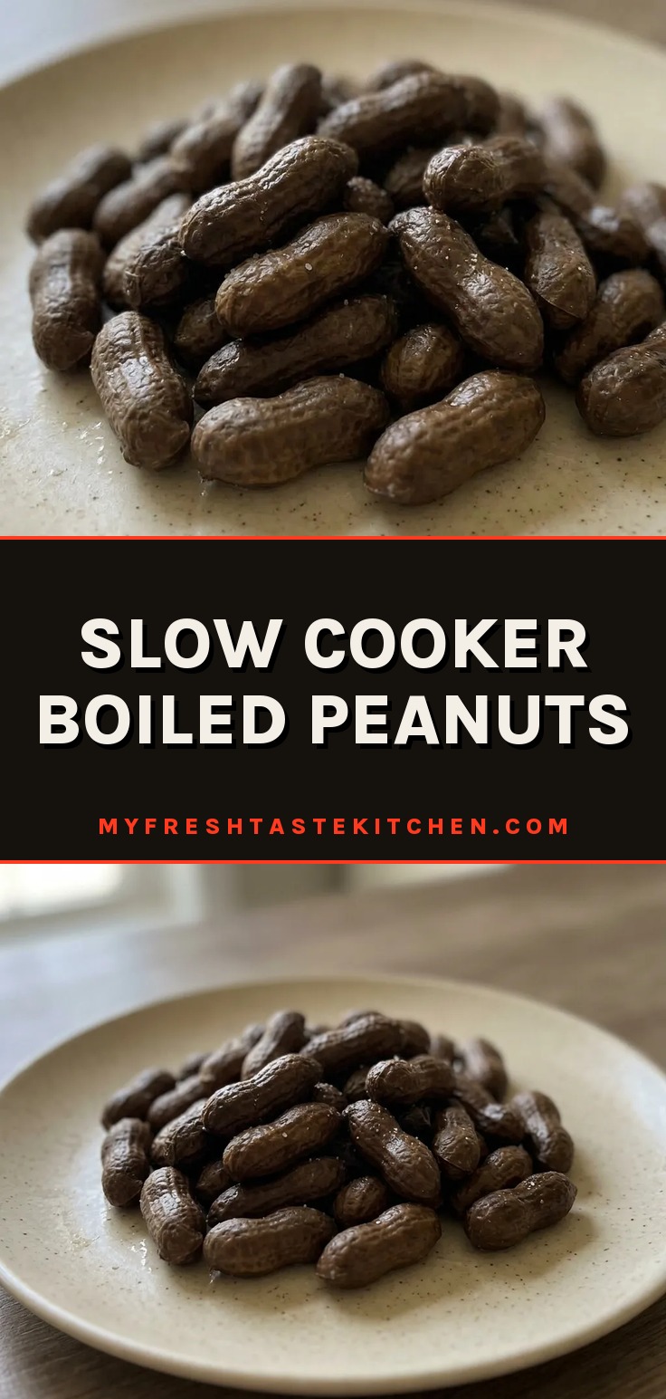Looking down at a pile of boiled peanuts in their shells, some split open revealing the nuts, with salt crystals scattered on top.