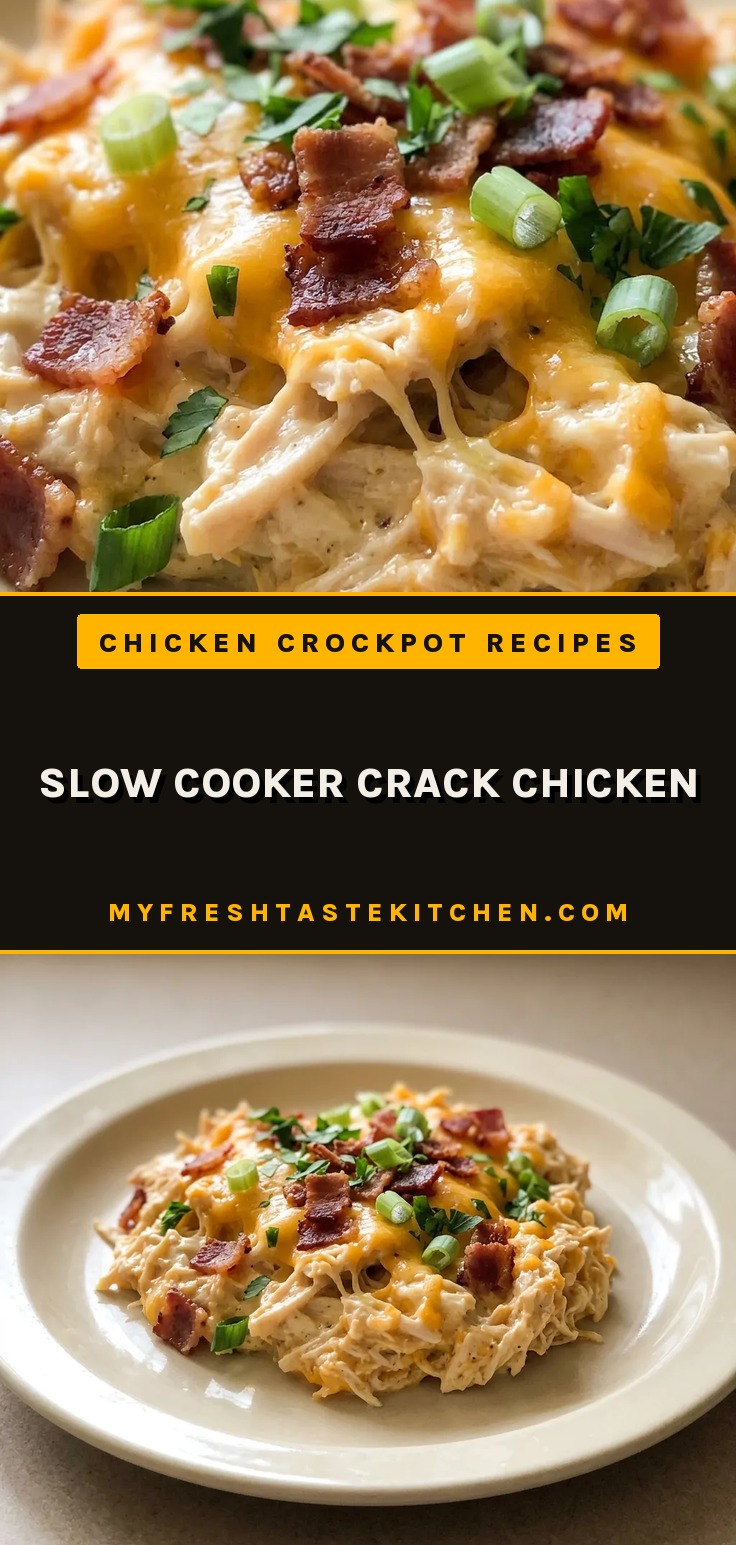 Overhead shot of shredded chicken in creamy sauce with melted cheddar, bacon bits, and cream cheese dollops.