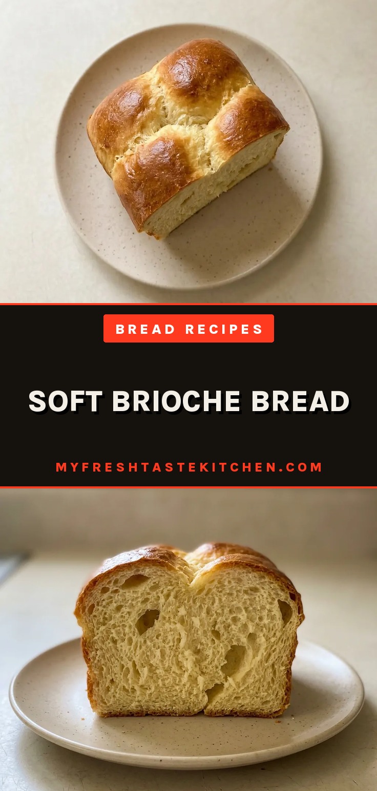 Looking down at a round golden brioche loaf with a glossy crust, sliced to reveal a soft, pale interior.
