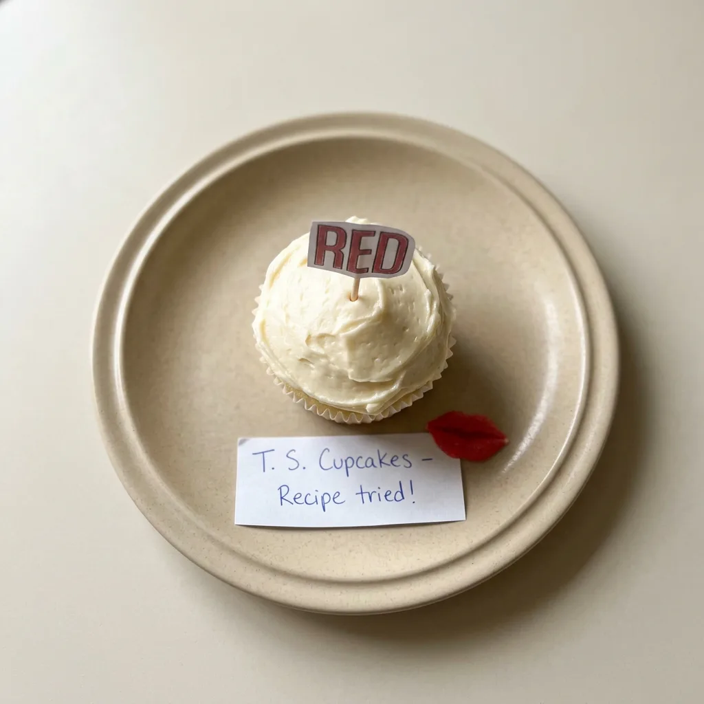 Ready to serve: a vanilla cupcake with buttercream frosting and rainbow sprinkles.