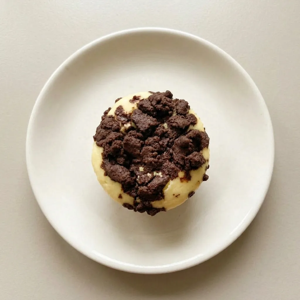 A plate of three muffins, one cut in half, showing the dark crumb and pale interior.