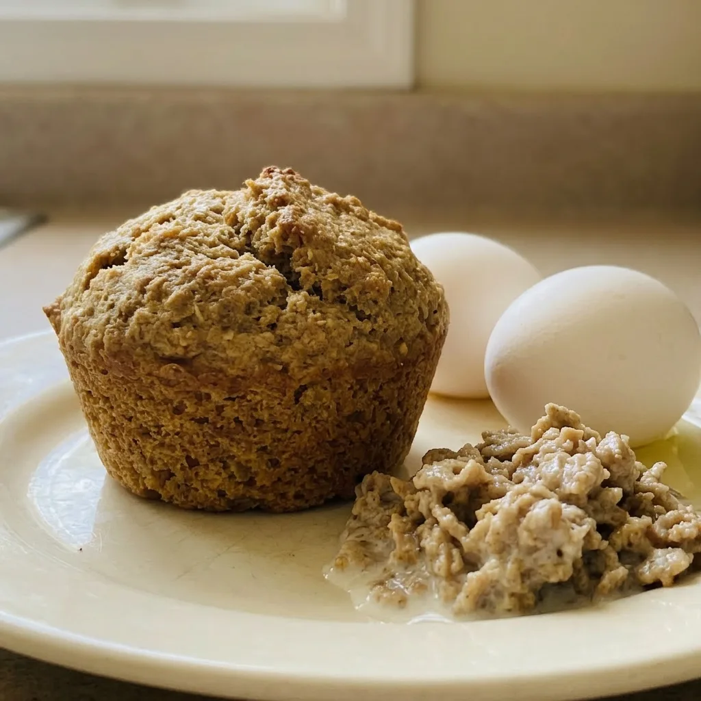Zoomed in on a moist muffin crumb with small bran specks, a few milk droplets and oil sheen visible on the top.