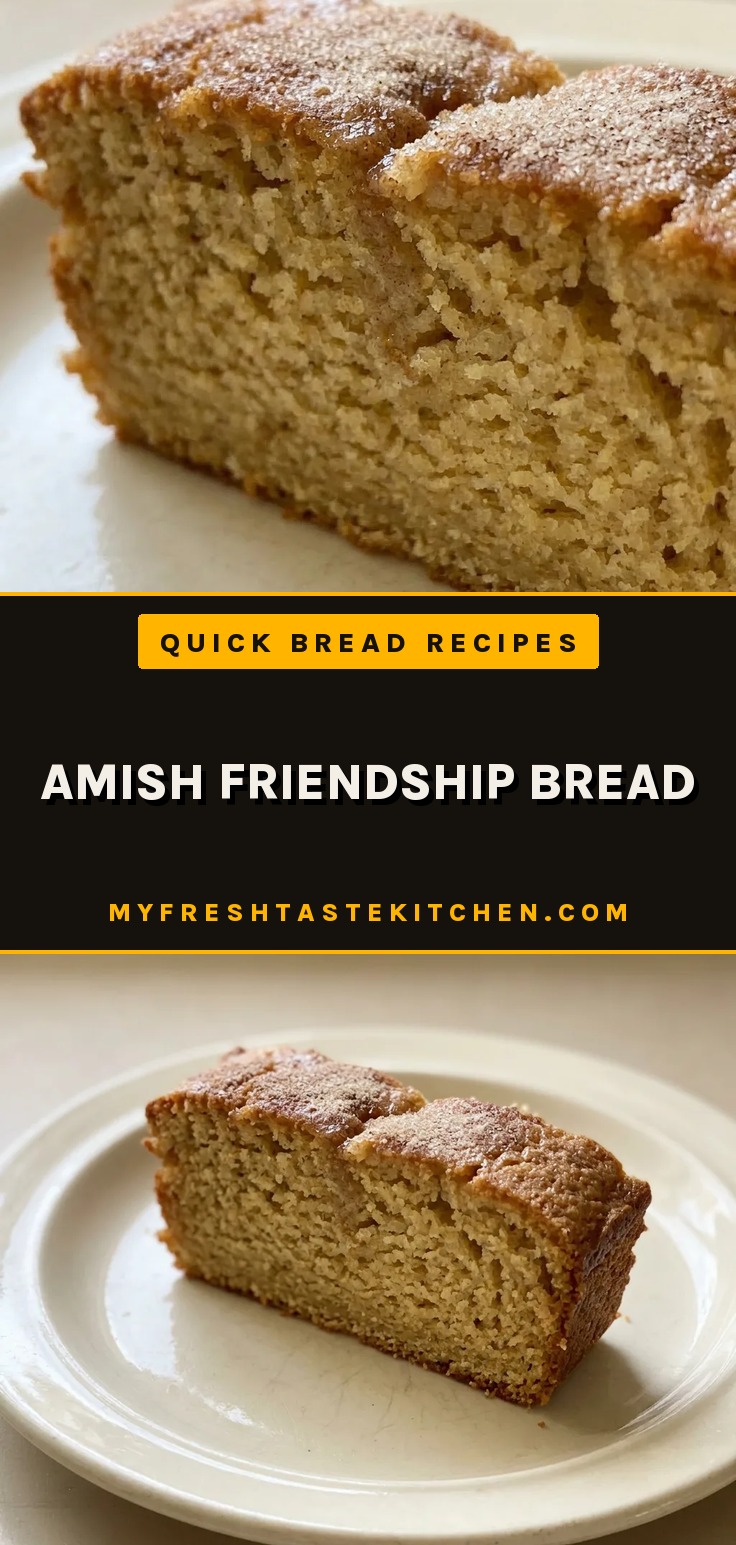 Overhead shot of a slice of Amish Friendship Bread with cinnamon swirls and a creamy glaze on a white plate.
