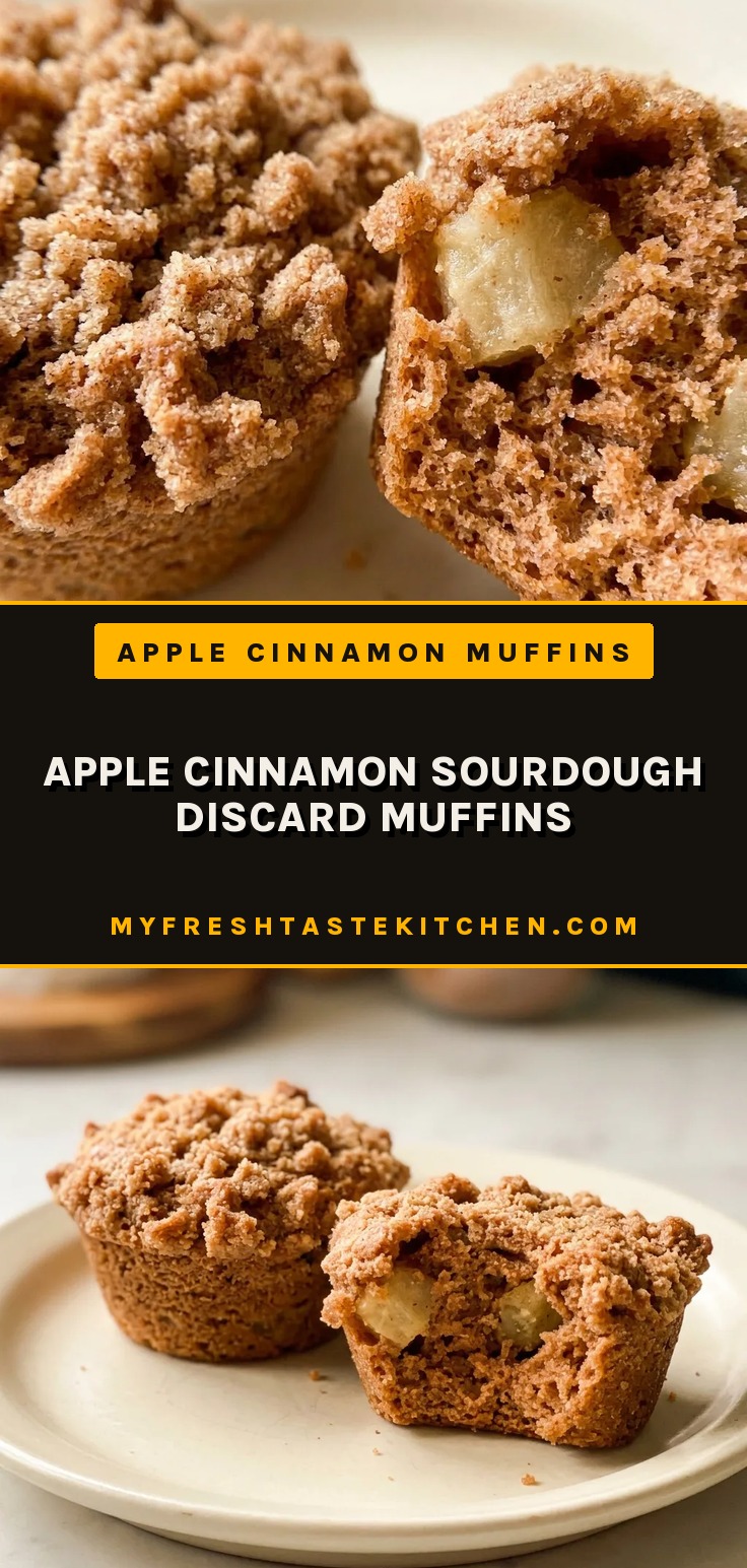 Bird's-eye view of a round muffin with a domed top, studded with diced apple pieces and speckled with cinnamon.