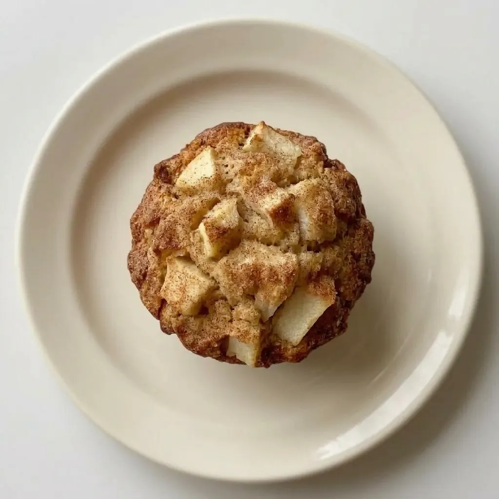 A serving of apple muffins with fresh apple pieces and cinnamon dusting.