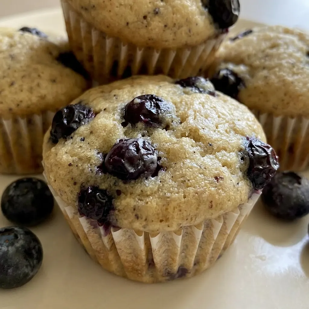 Macro detail of a muffin crumb with whole wheat flecks, a whole blueberry, and a smear of Greek yogurt.