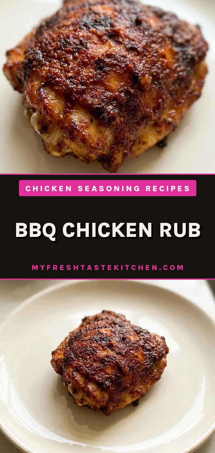 Top-down look at a round dish with a whole chicken, skin browned with BBQ rub, scattered smoked paprika and chili flakes.