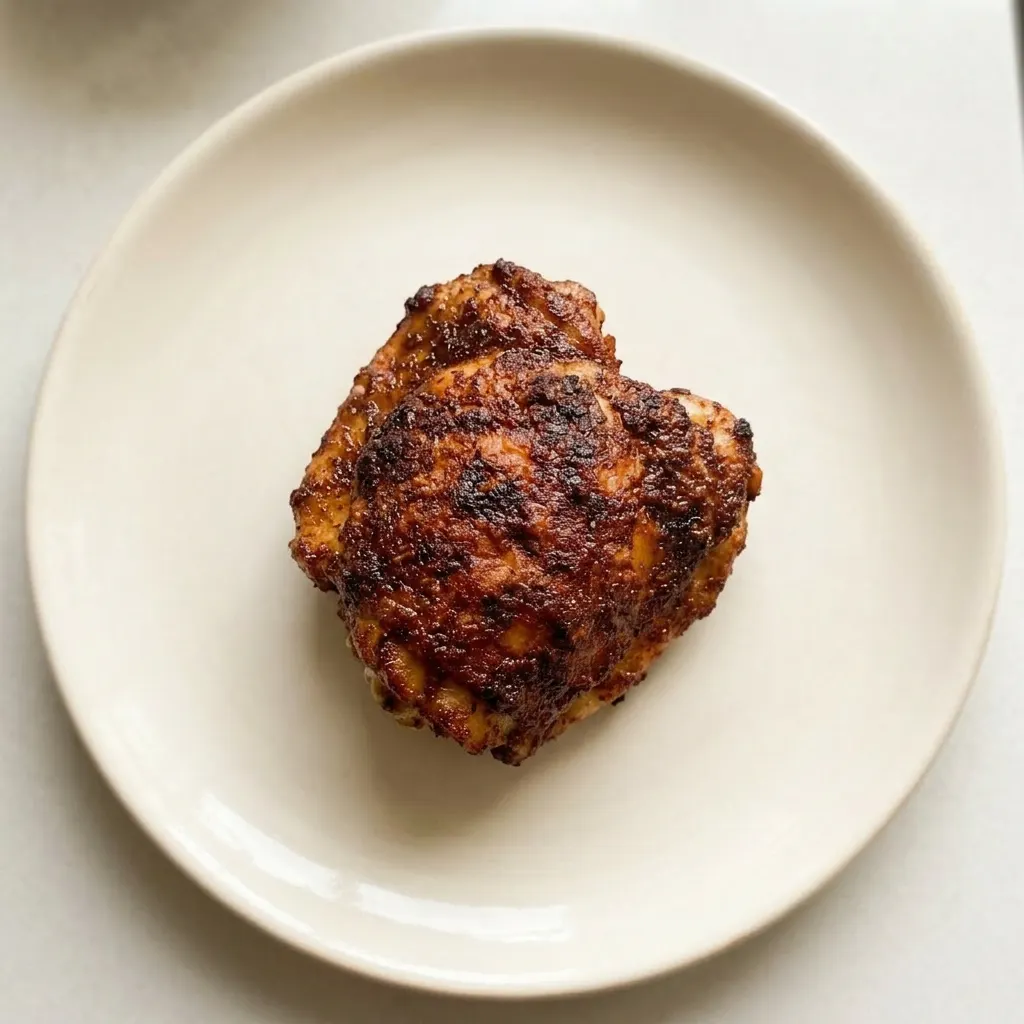 A serving of sliced chicken breast topped with BBQ rub, showing paprika, garlic, and onion powder seasoning.