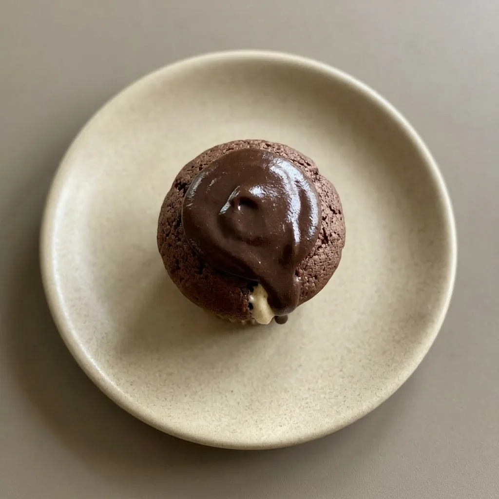 Ready to serve: a chocolate cupcake with a tall coffee cream swirl and chocolate curls.