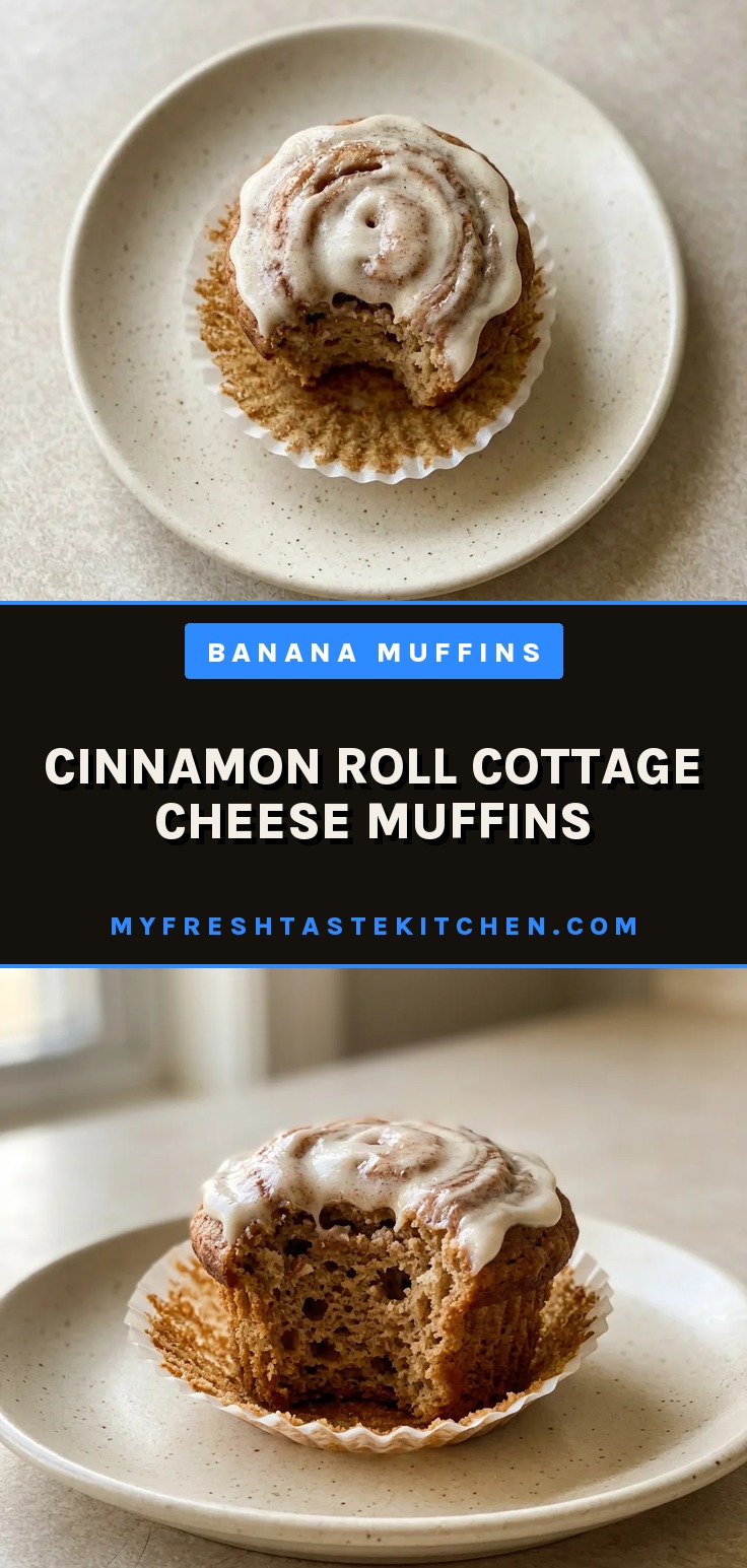 Bird's-eye view of two muffins topped with peanut butter drizzle and banana slices on a white plate.