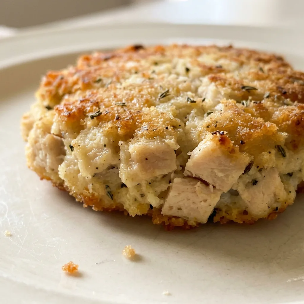 Up close, a fritter shows a crunchy breaded exterior with visible golden flecks.