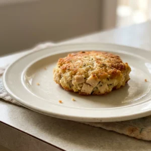 Looking down at round golden-brown fritters with crispy edges, some topped with parsley.