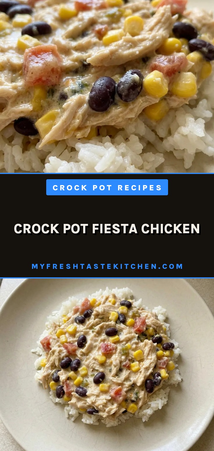 Top-down look at chicken with black beans, corn, diced tomatoes, and green chilies in creamy sauce.
