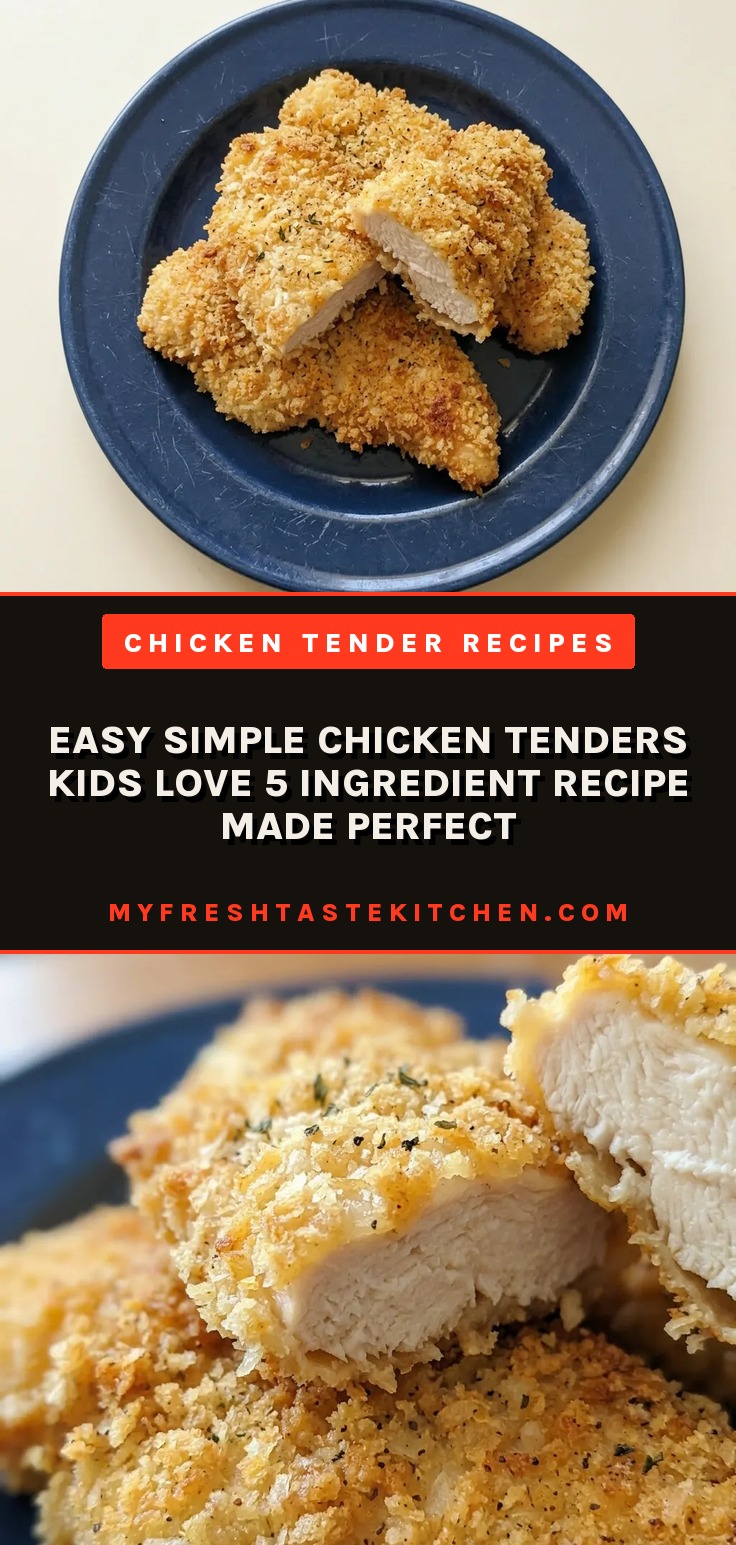 Top-down look at golden breaded chicken tenders arranged in a row, with panko coating visible.