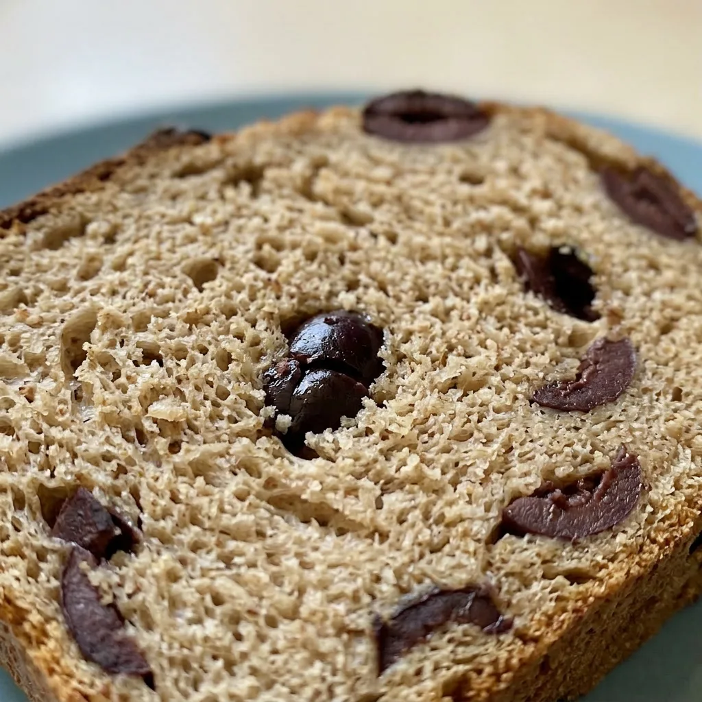 Macro detail of a bread slice showing a porous crumb and crispy crust, with a pat of butter melting.
