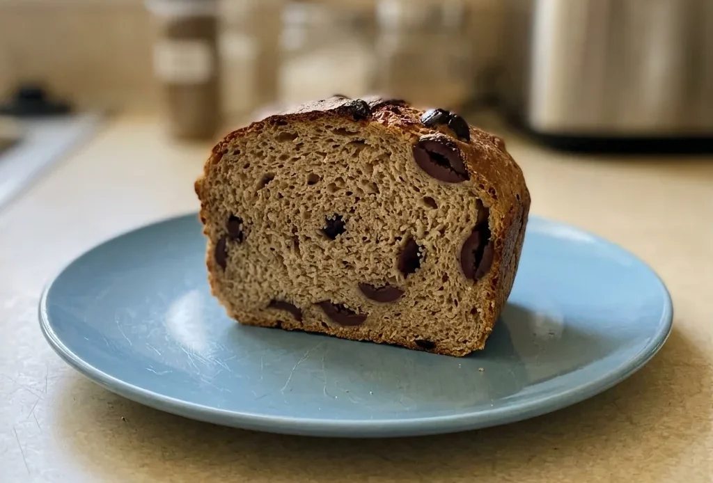 Top-down look at a round loaf of bread with a golden crust and scored top, sliced into wedges.