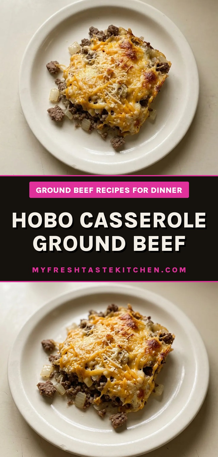 Top-down look at ground beef casserole topped with melted cheddar and Parmesan cheese.