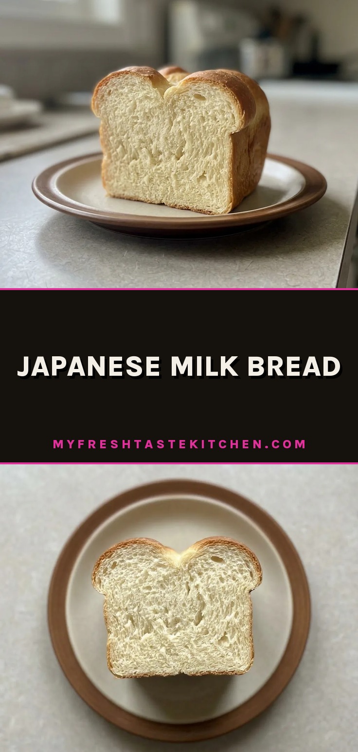 Bird's-eye view of a round loaf of milk bread with a golden brown crust, sliced open to reveal a soft, fluffy interior.