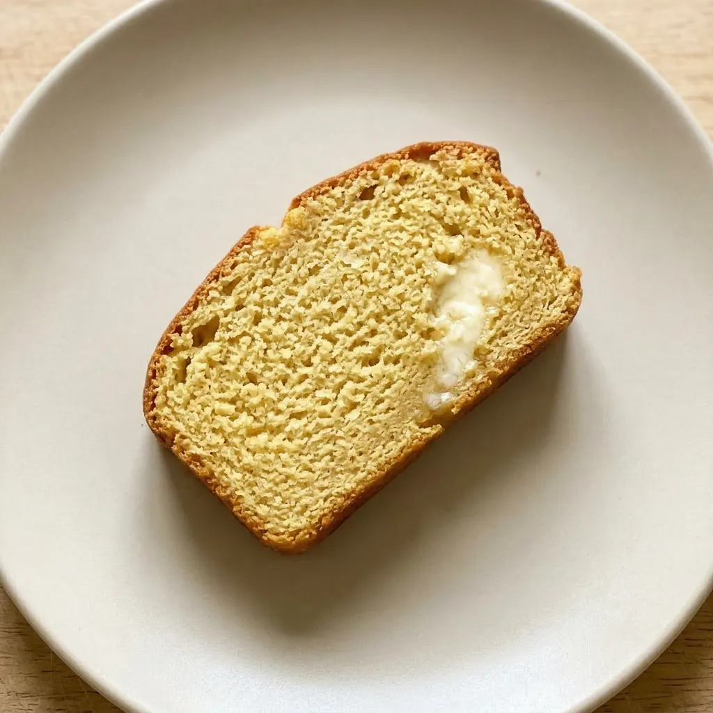 A plate of keto yogurt bread slices, each topped with a butter pat and sesame seeds.