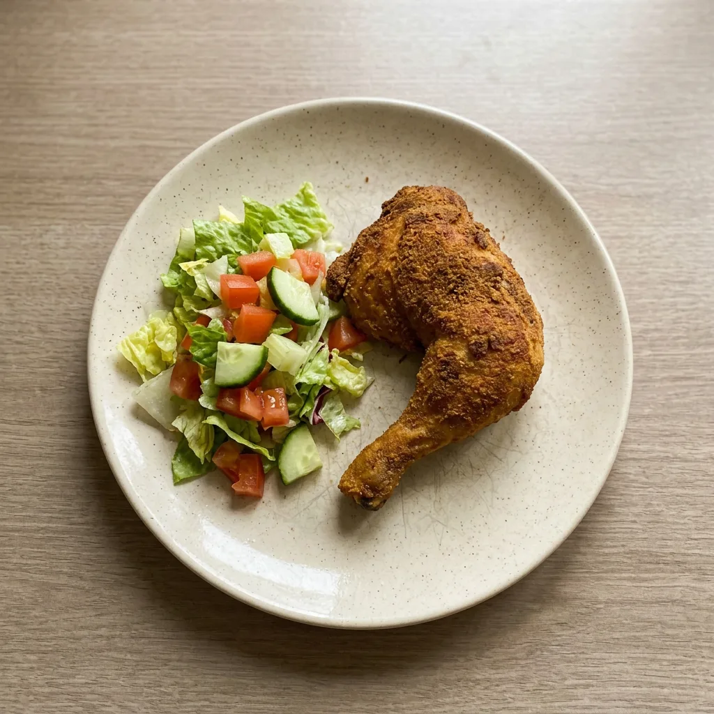 A plate of roasted chicken pieces with a dusting of seasoning mix, featuring visible salt, garlic salt, and celery salt flakes.